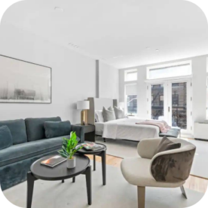 Elegant interior design of condo living room showcased in Homage AI's Get Started section.