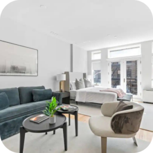 Elegant interior design of condo living room showcased in Homage AI's Get Started section.