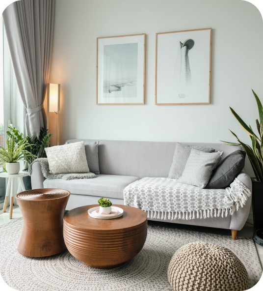 Elegant interior design of condo living room showcased in Homage AI's Get Started section.